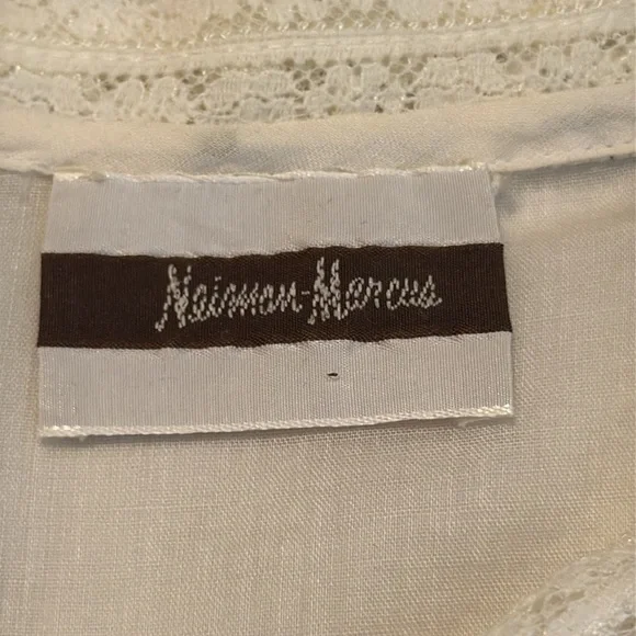 Vintage Neiman Marcus White Lace Detail Button Down Blouse Size XS/S - Picture 8 of 11